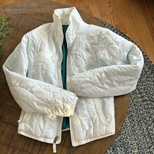 North Face white light puffer jacket